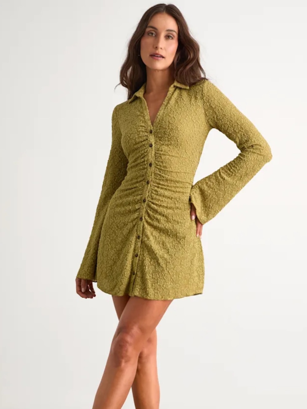 Button-Up Jacquard Mini Dress
